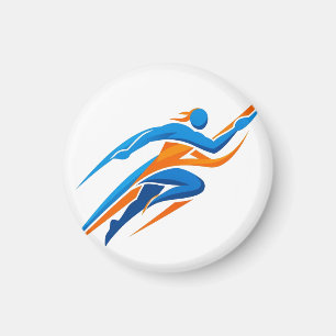 Dynamic Runner Logo Blue Orange Speed Gift Magnet