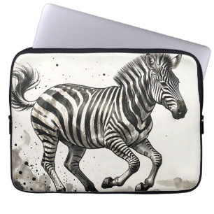 Dynamic Running Zebra Ink Art Laptop Sleeve