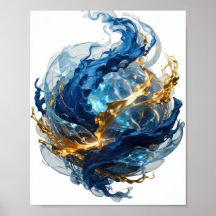 Dynamic Silver ABSTRACT ART Abstract Design v2 Poster