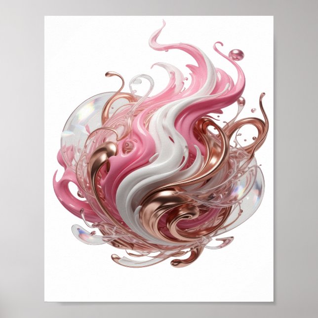 Dynamic Silver ABSTRACT ART Art Print (Front)