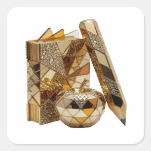 Dynamic Silver Abstract Decal Design Square Sticker