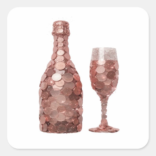 Dynamic Silver COIN BOTTLE AND GLASS Sticker Art (Front)