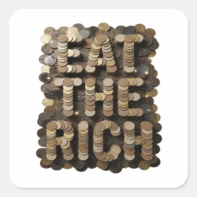 Dynamic Silver EAT THE RICH Decal Art Square Sticker (Front)