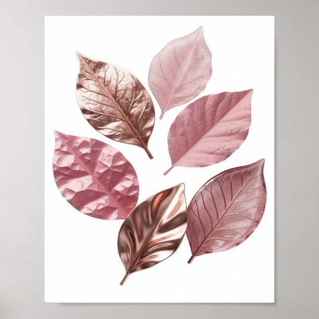 Dynamic Silver GOLDEN LEAVES Graphic Design Poster (Front)