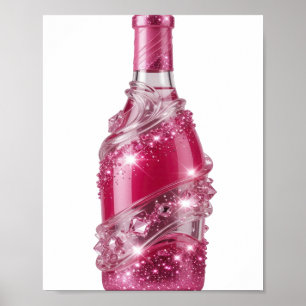 Dynamic Silver PINK GLITTER BOTTLE Poster