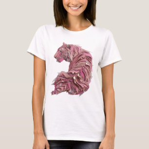 Dynamic Silver PINK TIGER 3D Text Art T-Shirt