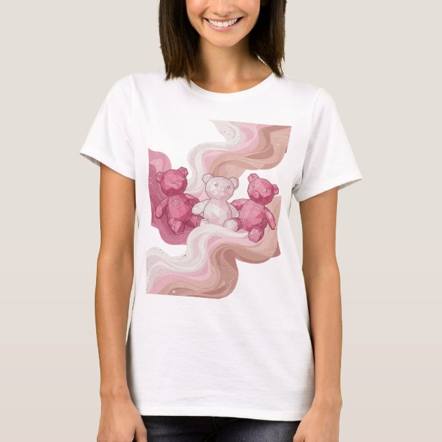 Dynamic Silver THREE TEDDY BEARS IN SPACE T-Shirt (Front)