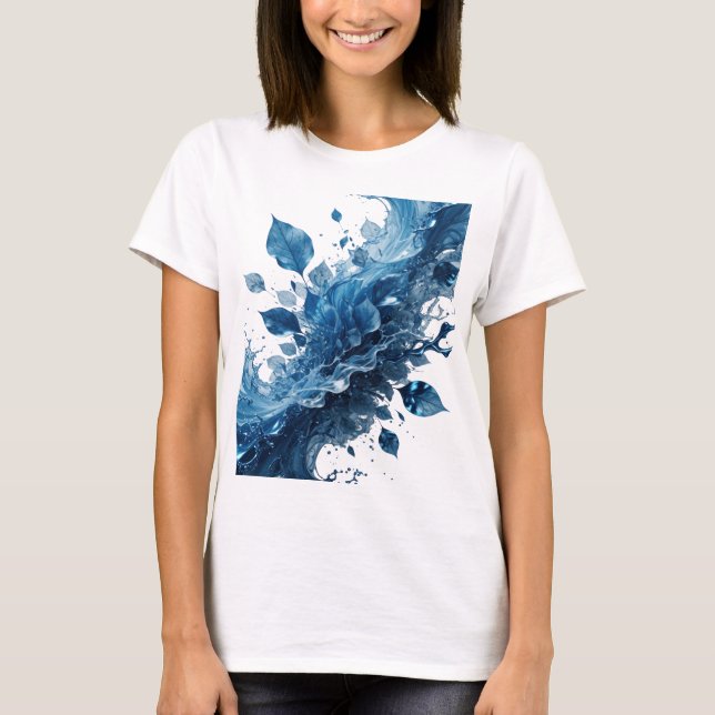 Dynamic Silver WATER LILIES 3D Text Art T-Shirt (Front)