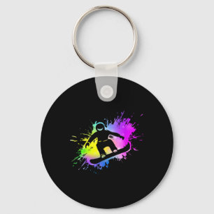 Dynamic Snowboarder Abstract Art Winter Sports 3 Key Ring