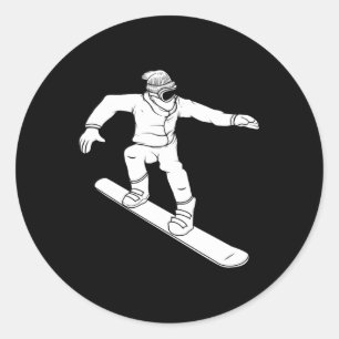 Dynamic Snowboarder Illustration For Winter Sports Classic Round Sticker