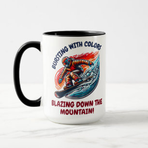 Dynamic Snowboarding Adventure Burst of Colours Mug