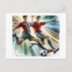 Dynamic Soccer Players in Action, Postcard
