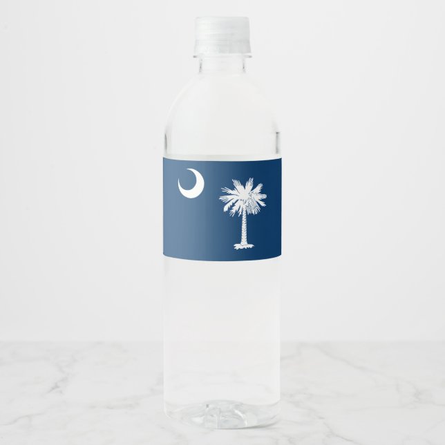Dynamic South Carolina State Flag Graphic on a Water Bottle Label (Front)