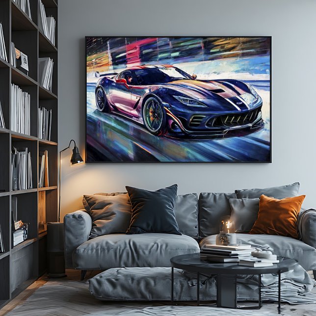 Dynamic Sports Car Racing Painterly Style Canvas Print (Creator Uploaded)