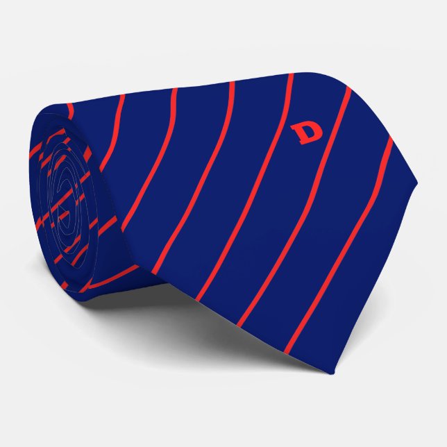 Dynamic Stripes: Blue and Red Striped Neck Tie (Rolled)