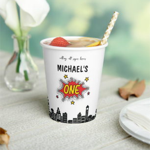Dynamic Superhero 1st Birthday Paper Cups