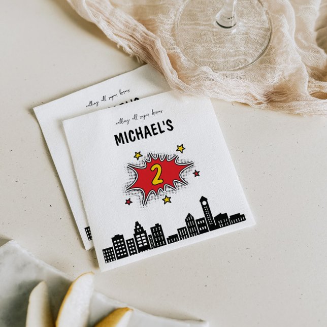 Dynamic Superhero 2nd Birthday Napkin (Creator Uploaded)