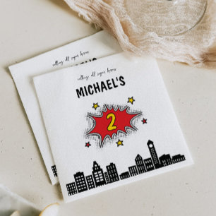Dynamic Superhero 2nd Birthday Napkin