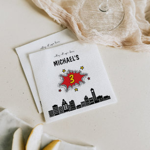 Dynamic Superhero 3rd Birthday Napkin