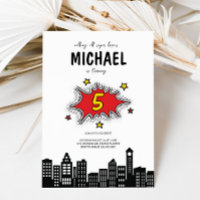 Dynamic Superhero 5th Birthday Invitation