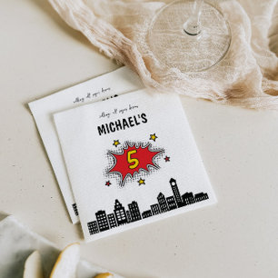 Dynamic Superhero 5th Birthday Napkin