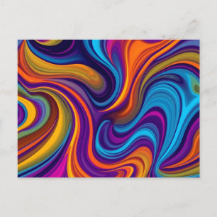 Dynamic Swirling Abstract Pattern with Vibrant  Postcard