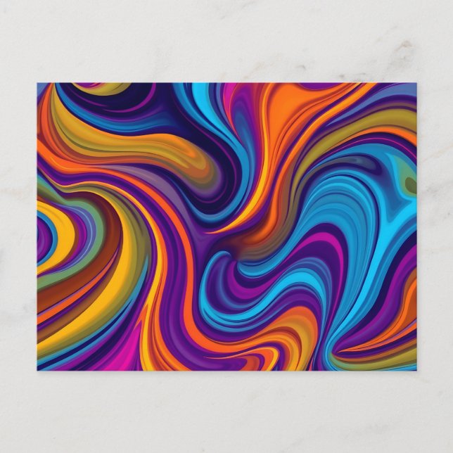 Dynamic Swirling Abstract Pattern with Vibrant  Postcard (Front)