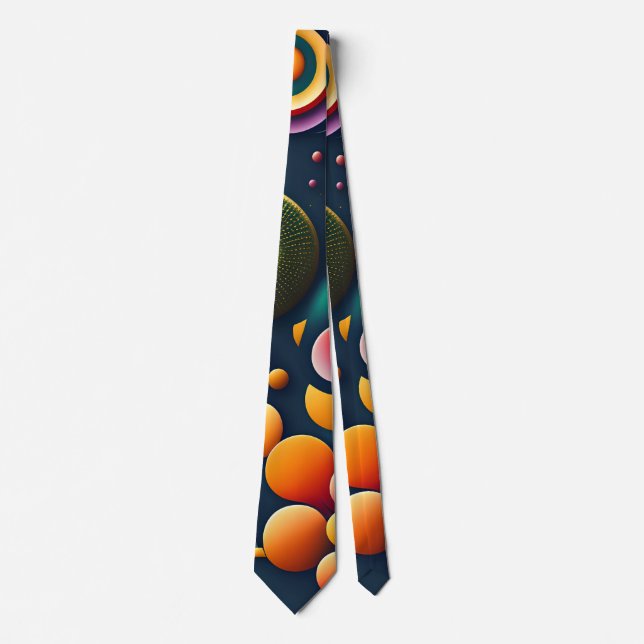 Dynamic Swirling Circles Abstract Rainbow Pattern Tie (Front)