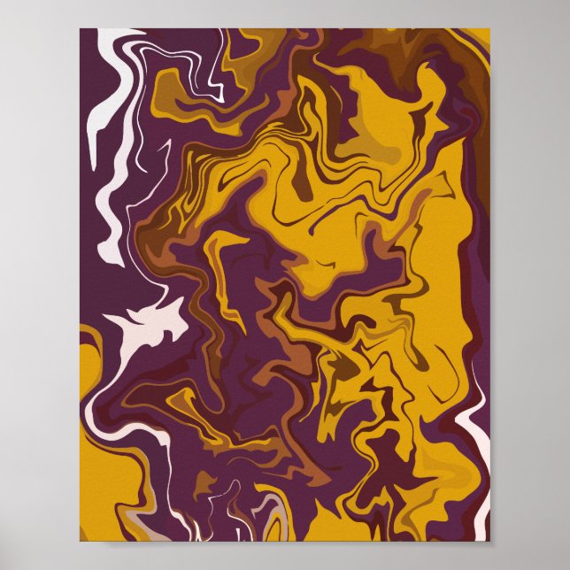Dynamic Swirls with Dark Yellow, Brown, & White Poster (Front)