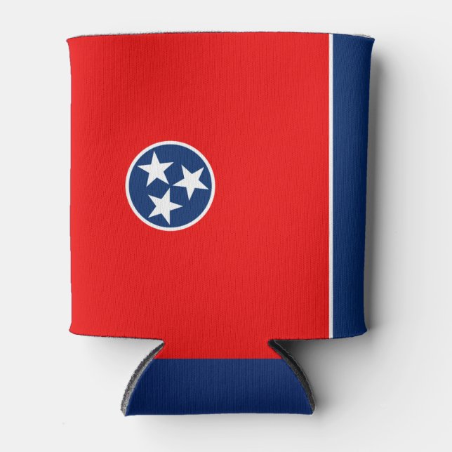 Dynamic Tennessee State Flag Graphic on a Can Cooler (Front)