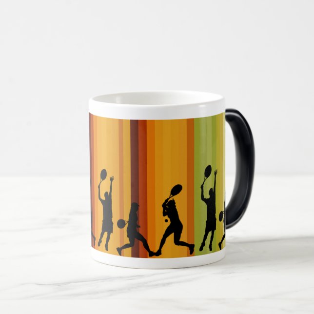 Dynamic Tennis Players Silhouette Magic Mug (Front Right)