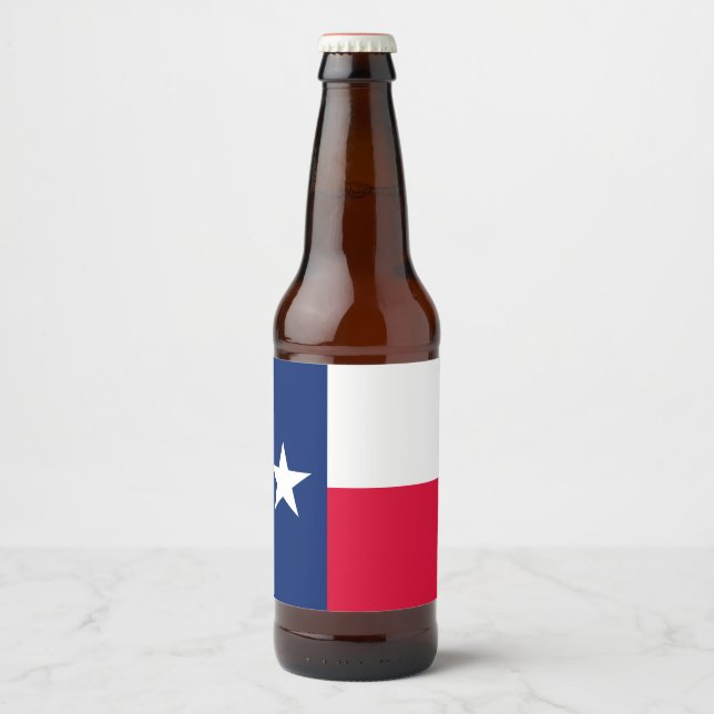 Dynamic Texas State Flag Graphic on a Beer Bottle Label (Front)
