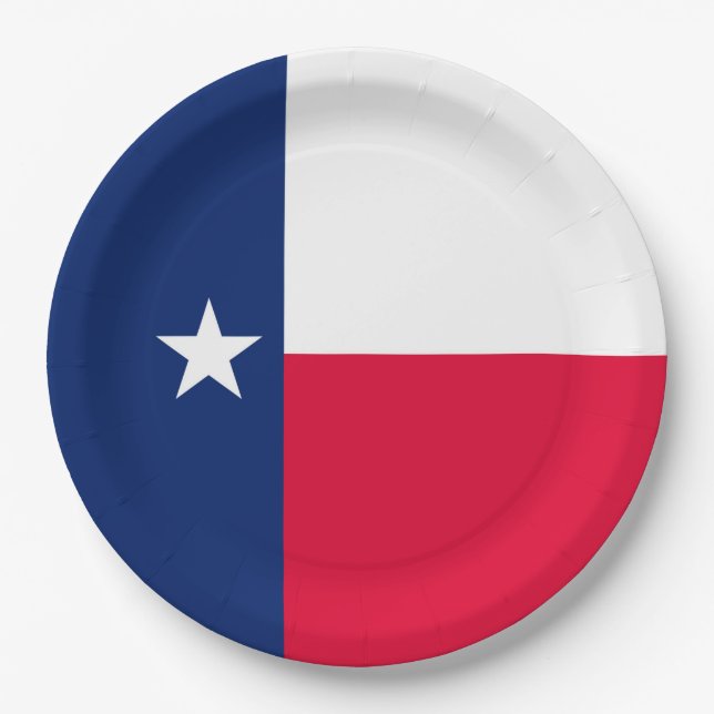 Dynamic Texas State Flag Graphic on a Paper Plate (Front)