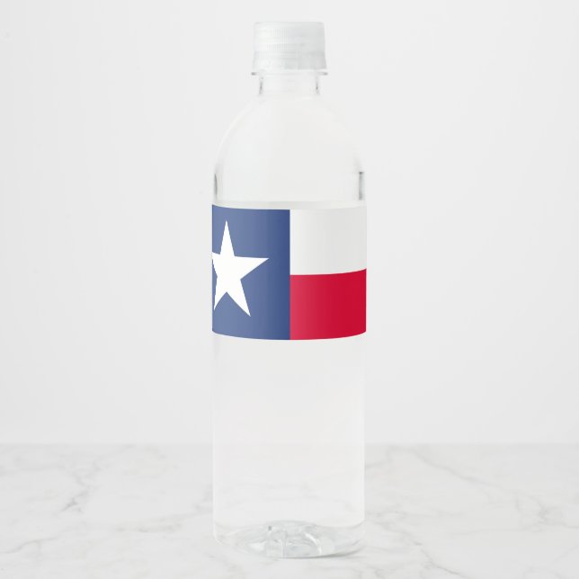 Dynamic Texas State Flag Graphic on a Water Bottle Label (Front)