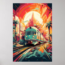 Dynamic Tracks: Vibrant Train Art on Abstract Rail