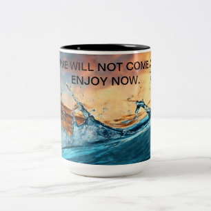 "Dynamic Waters: Realistic Design with Powerful Wa Two-Tone Coffee Mug