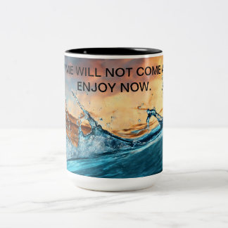 "Dynamic Waters: Realistic Design with Powerful Wa Two-Tone Coffee Mug