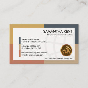 Dynamic White Global Manpower Labour Consultant Business Card