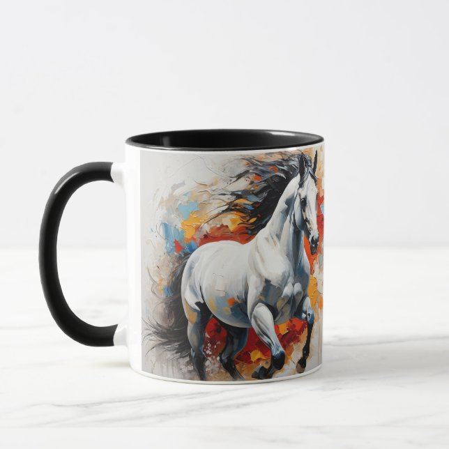 Dynamic White Stallion - Majestic 3D Mug (Left)