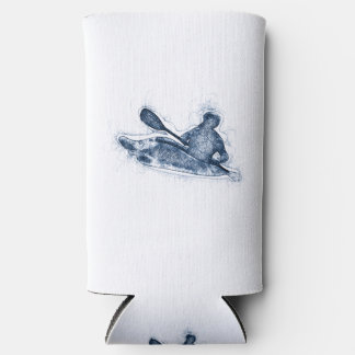 Dynamic Whitewater Kayaker Line Art Seltzer Can Cooler