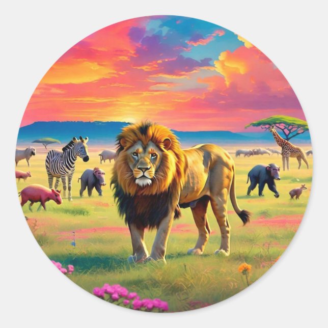 "Dynamic Wilderness" Classic Round Sticker (Front)
