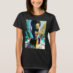 Dynamic Woman Multicolor White Blue Orange Turquoi T-Shirt