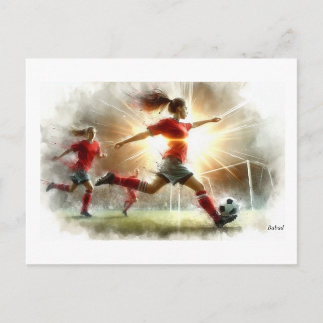 Dynamic Women Soccer Match,  Postcard (Front)