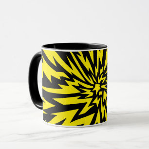 Dynamic Yellow and Black Lightning Bolt Design Mug
