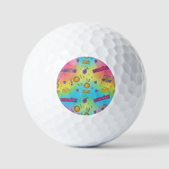 Dynamite Pop Art Rainbow Pattern Golf Balls (Front)