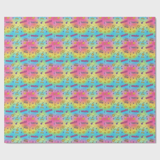 Dynamite Pop Art Rainbow Pattern Wrapping Paper (Flat)