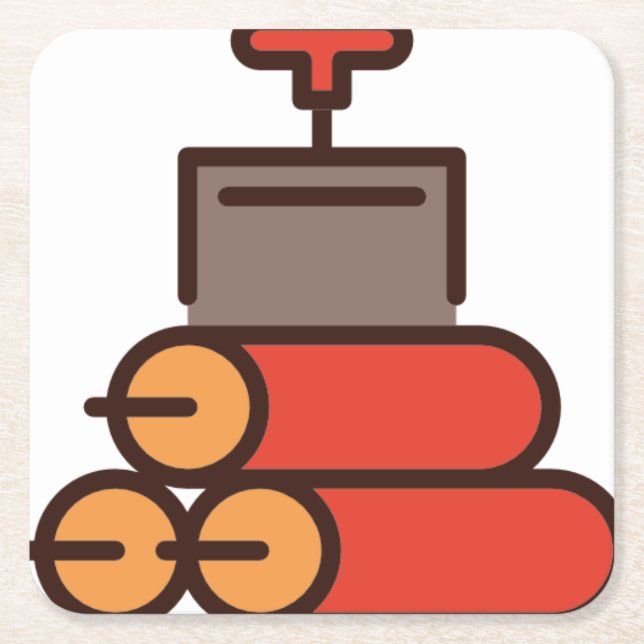 dynamite square paper coaster (Front)