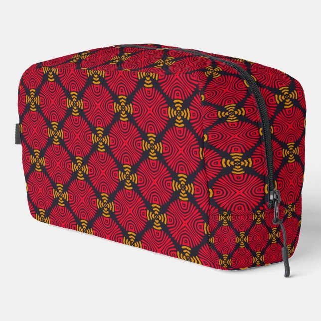 Dynasty Geometry: Red Traditional Chinese Pattern Dopp Kit (Right Corner)