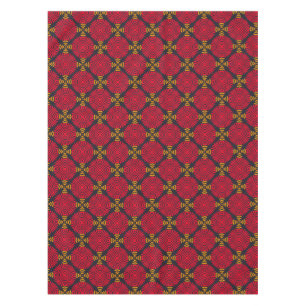 Dynasty Geometry: Red Traditional Chinese Pattern Tablecloth