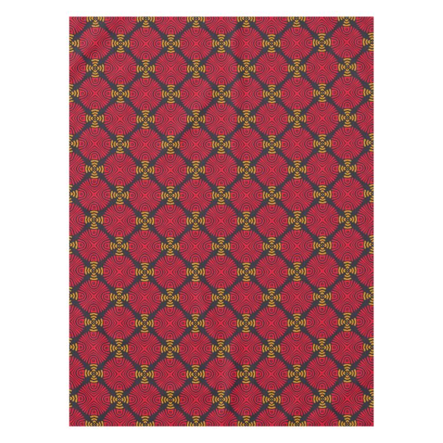 Dynasty Geometry: Red Traditional Chinese Pattern Tablecloth (Front)